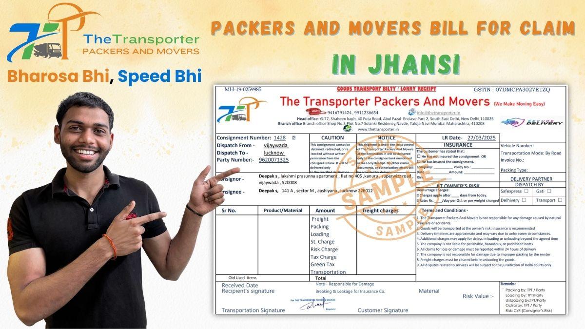 Packers and Movers Bill for Claim in Jhansi