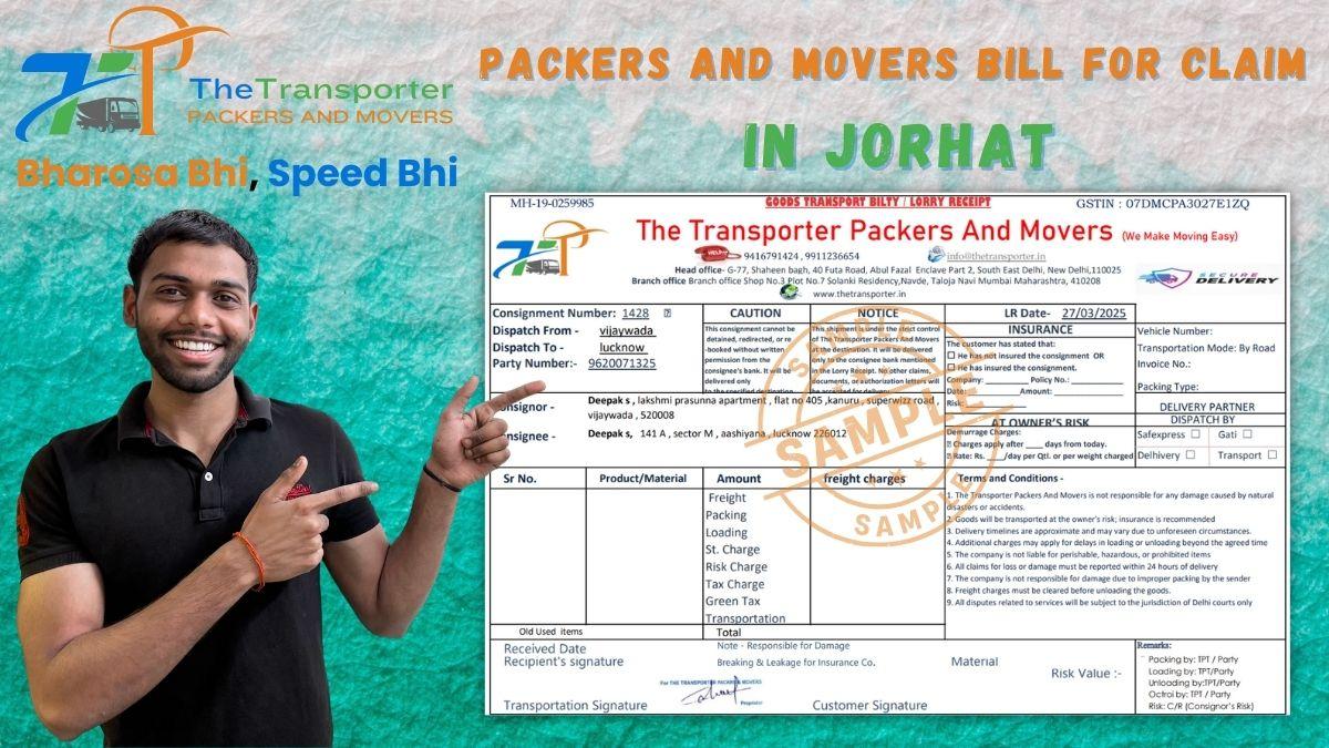 Packers and Movers Bill for Claim in Jorhat