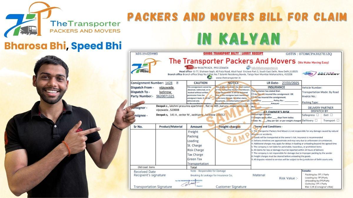 Packers and Movers Bill for Claim in Kalyan