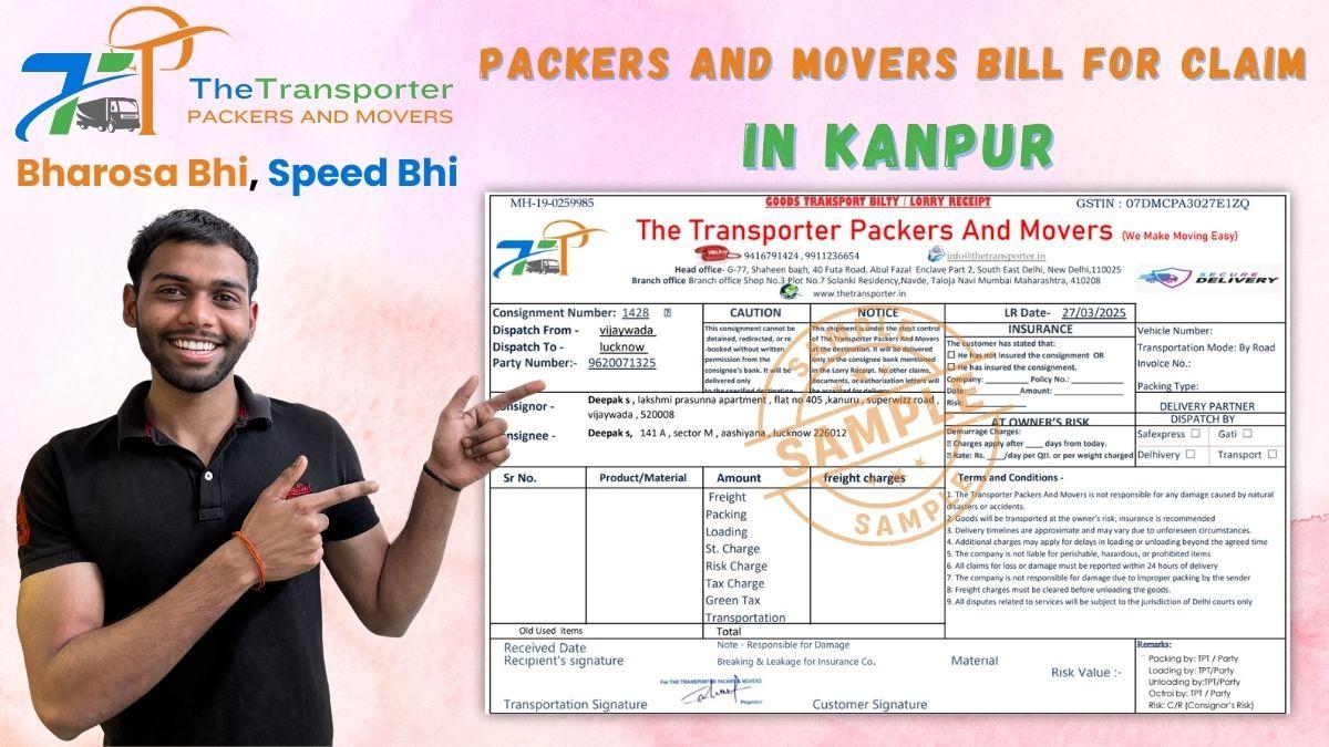 Packers and Movers Bill for Claim in Kanpur