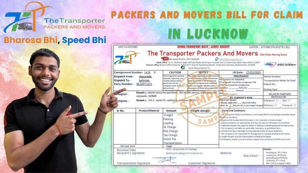 Packers and Movers Bill for Claim in Lucknow
