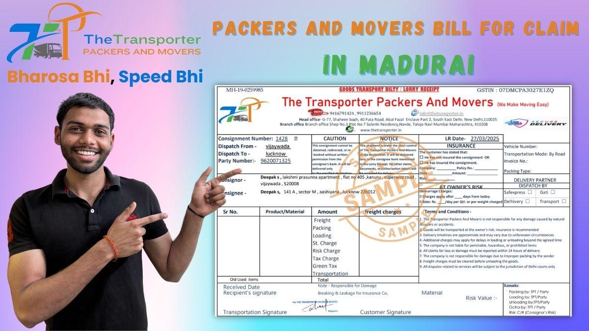 Packers and movers GST bill sample for Madurai