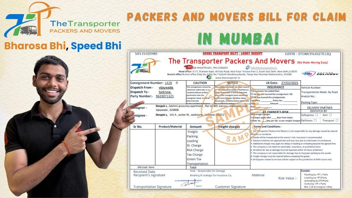 Packers and Movers Bill for Claim in Mumbai