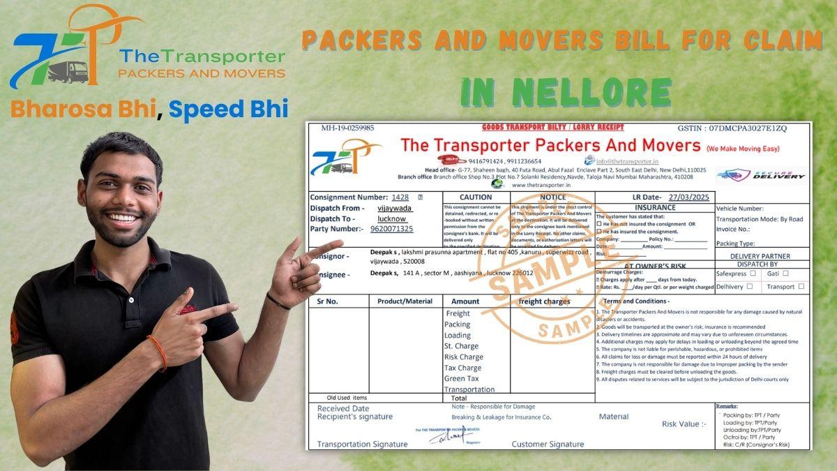 Packers and Movers Bill for Claim in Nellore