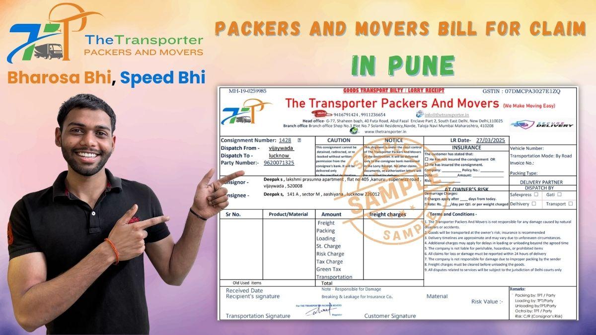 Packers and Movers Bill for Claim in Pune