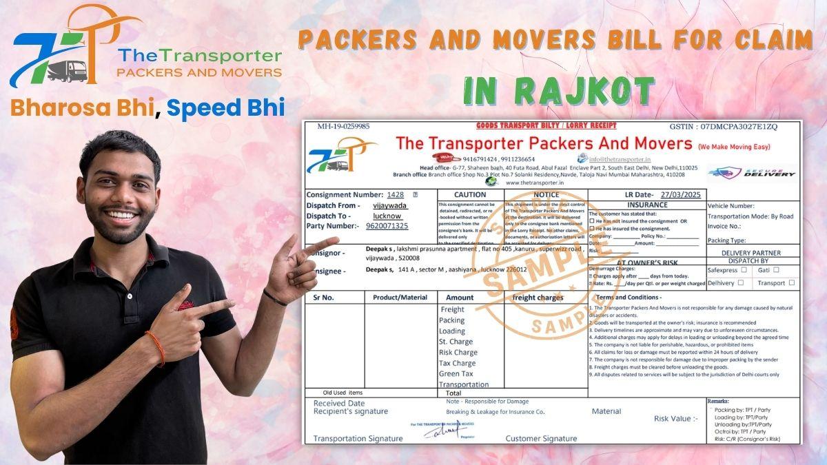 Packers and Movers Bill for Claim in Rajkot