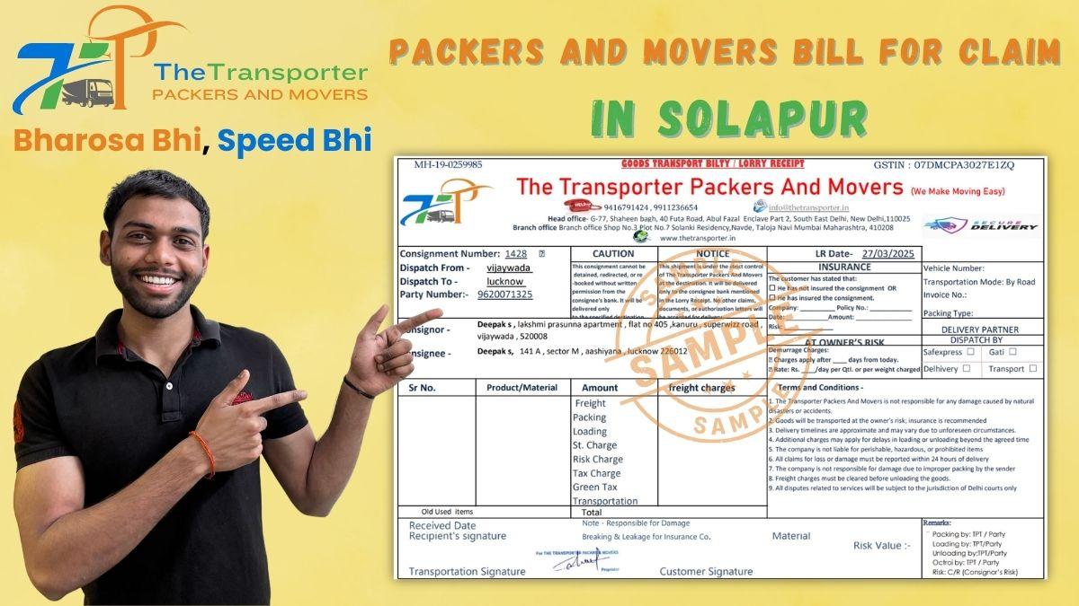 Packers and Movers Bill for Claim in Solapur