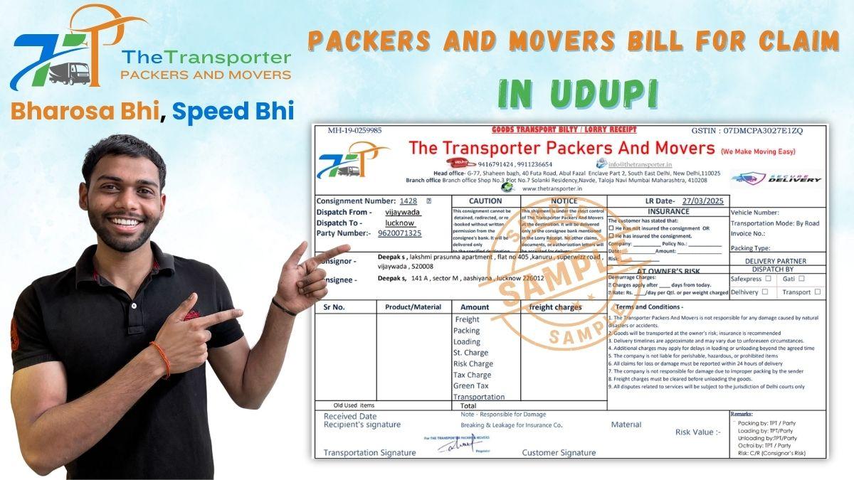 Packers and Movers Bill for Claim in Udupi