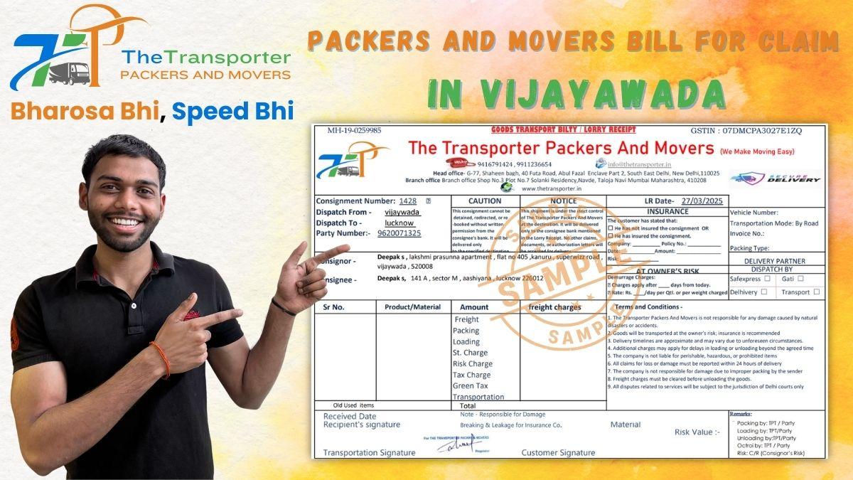 Packers and Movers Bill for Claim in Vijayawada